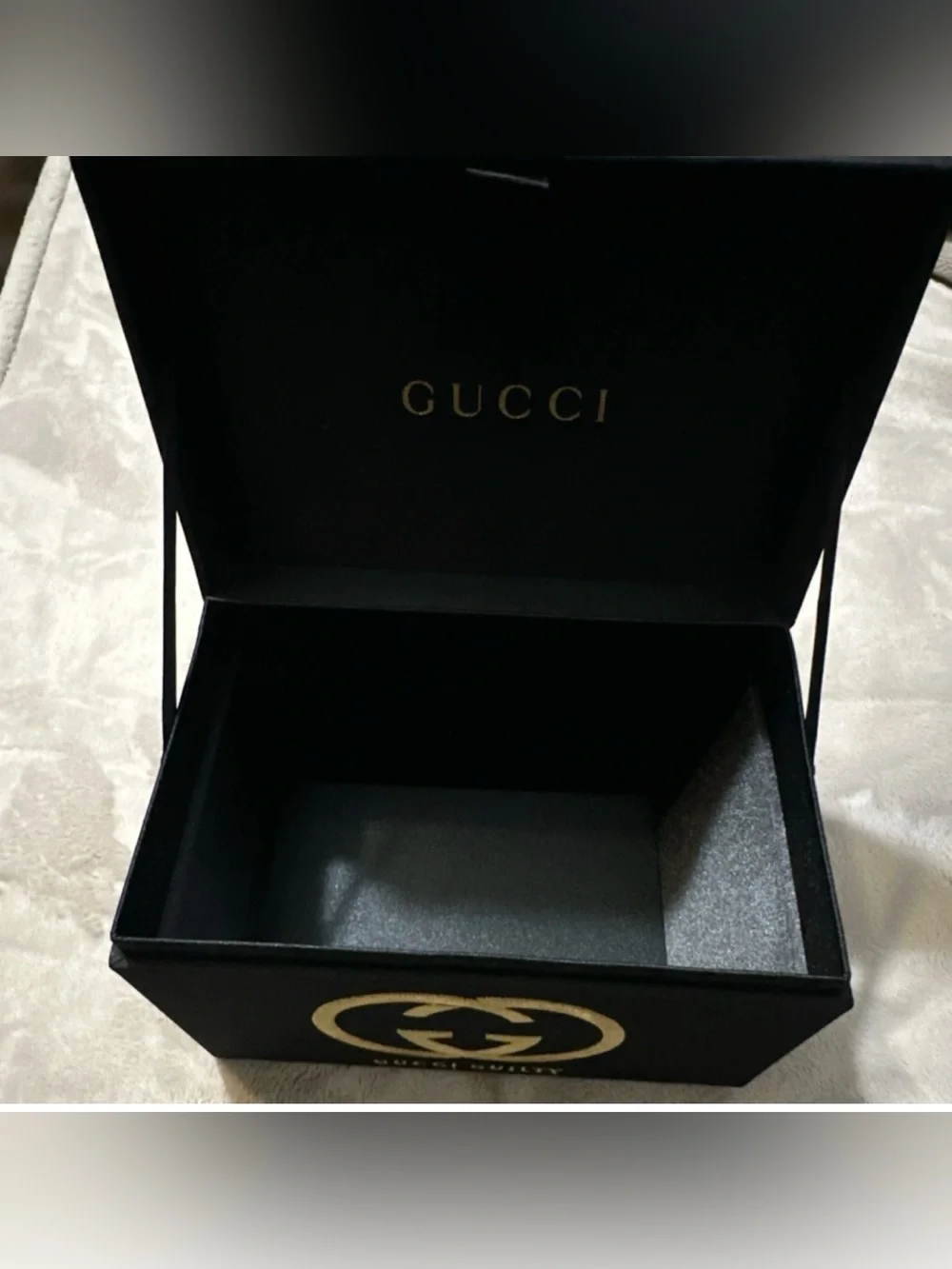 Gucci Black Gold Lined Luxury Fabric Box 🤩STUNNING🖤+6 Gucci Perfumes 1.5ml